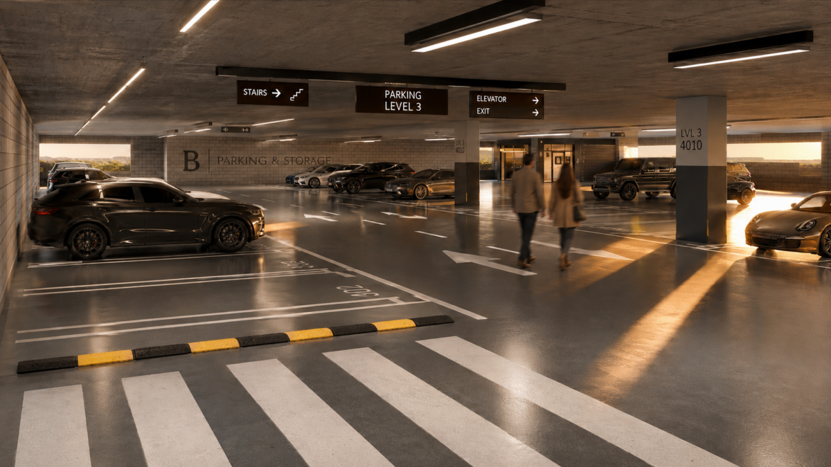 Interior de parqueos de BECCA Parking & Storage