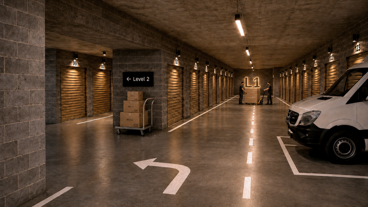 Área de storage de BECCA Parking & Storage con operación llave en mano